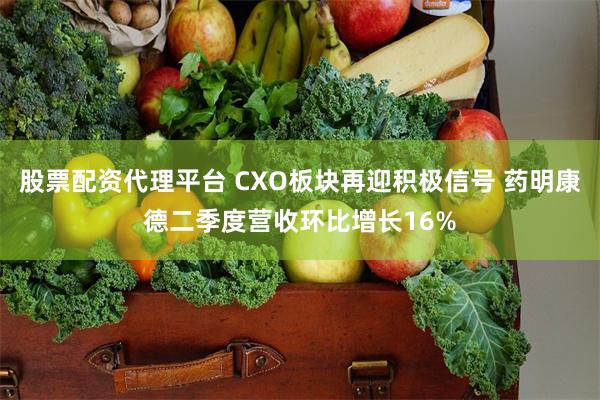 股票配资代理平台 CXO板块再迎积极信号 药明康德二季度营收环比增长16%