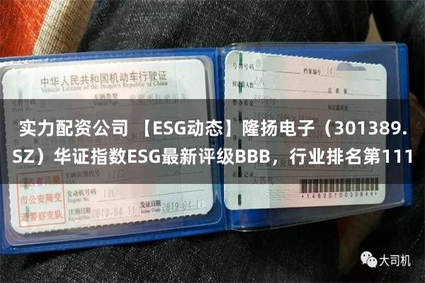 实力配资公司 【ESG动态】隆扬电子（301389.SZ）华证指数ESG最新评级BBB，行业排名第111