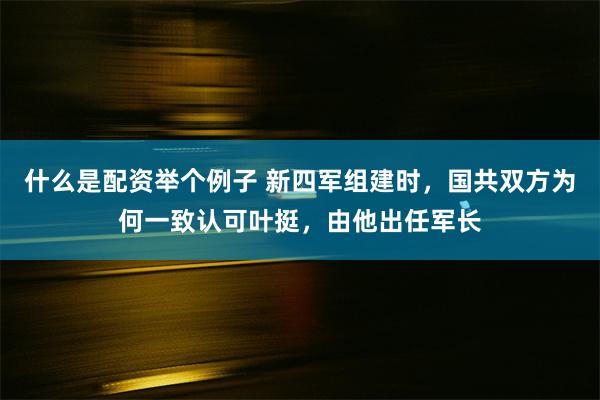 什么是配资举个例子 新四军组建时，国共双方为何一致认可叶挺，由他出任军长